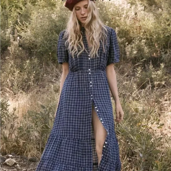 Doen Revi Dress in Bleu Cottage Plaid - Picture 1 of 14